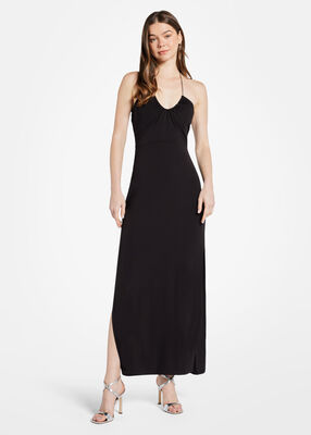 michael kors embellished stretch matte jersey maxi dress