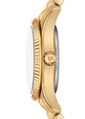 michael kors lexington three hand gold tone stainless steel watch