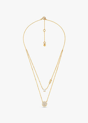 Precious Metal-Plated Gold Pavé Disc Layering Necklace