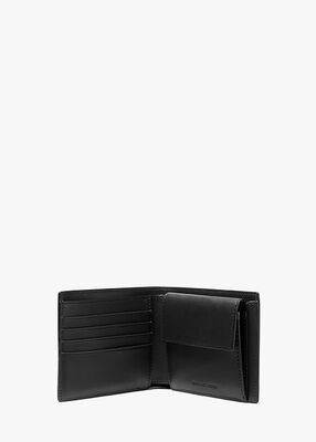 Hudson Pebbled Leather Billfold Wallet With Coin Pouch