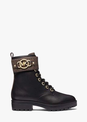 Rory Leather and Logo Combat Boot