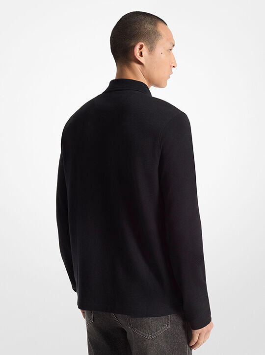 michael kors bubble knit long sleeve polo shirt