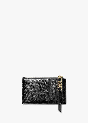 michael kors empire small crocodile embossed leather card case