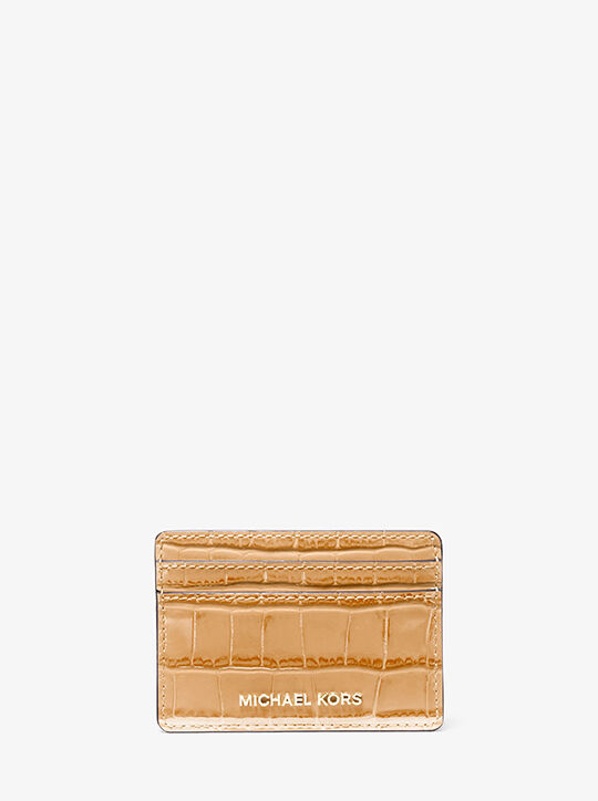 Jet Set Small Crocodile Embossed Leather Card Case