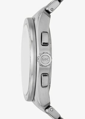 michael kors oversized accelerator 2 0 silver tone watch