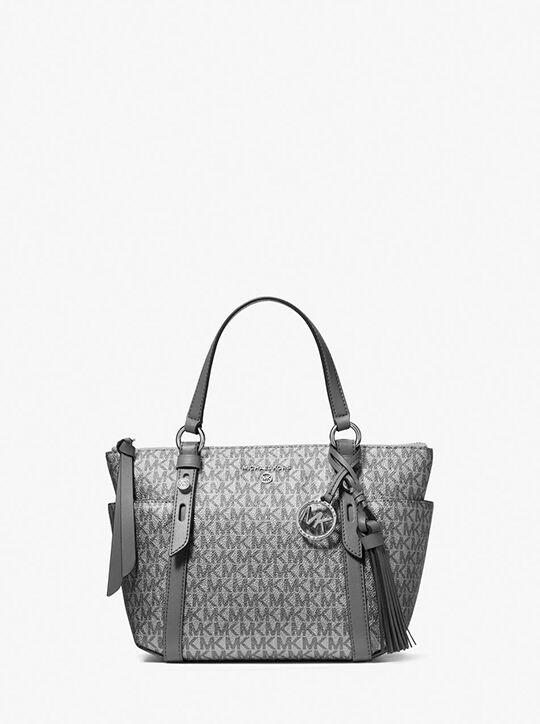 Sullivan Small Metallic Signature Logo Top-Zip Tote Bag