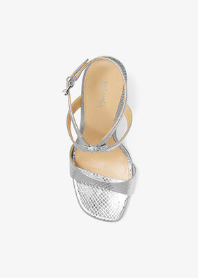 Amara Metallic Snake Embossed Leather Sandal