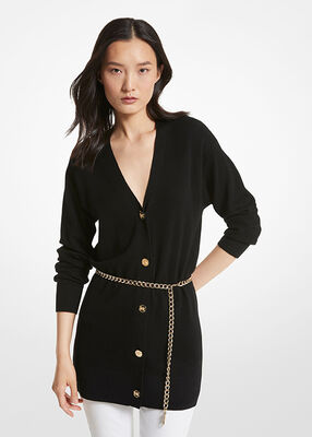 michael kors merino wool belted cardigan