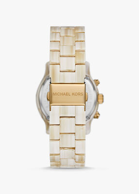 michael kors runway pav gold tone and acetate watch