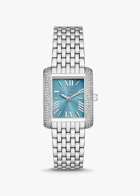 michael kors petite emery pav silver tone watch