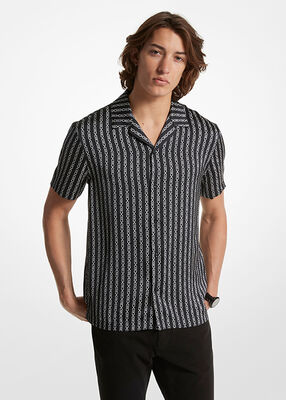 michael kors empire logo striped tk camp shirt