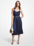 Pleated Satin Belted Slip Dress