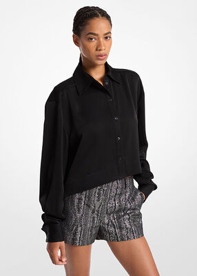 michael kors satin cropped shirt