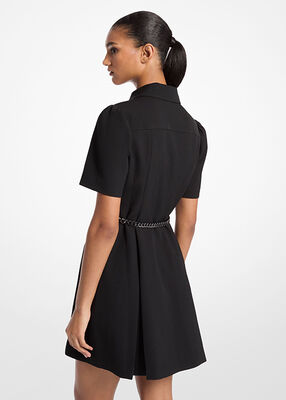 michael kors stretch crepe belted shirtdress