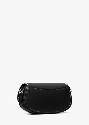 Mila Small Topstitched Leather Shoulder Bag