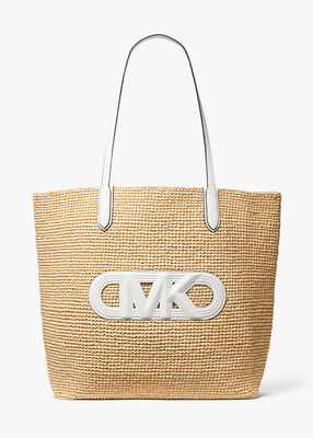 Eliza Extra-Large Empire Logo Straw Tote Bag