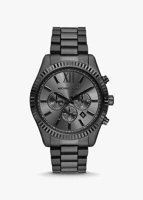 michael kors oversized lexington black tone watch