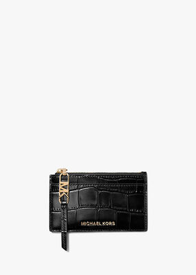 michael kors empire small crocodile embossed leather card case