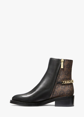 michael kors carlisle leather and empire monogram ankle boot