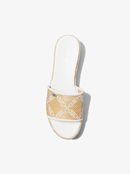 Ember Empire Logo Jacquard Straw Platform Sandal