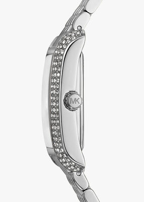 michael kors petite emery pav silver tone watch