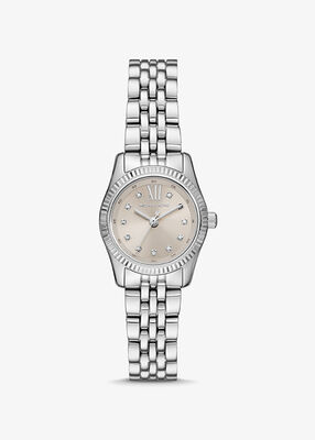 michael kors petite lexington pav silver tone watch