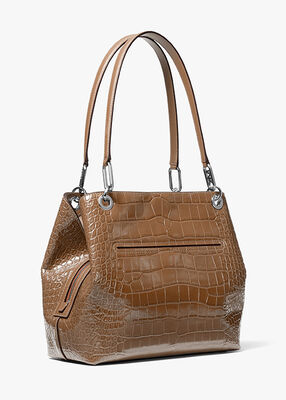 Kensington Large Crocodile Embossed Leather Tote Bag