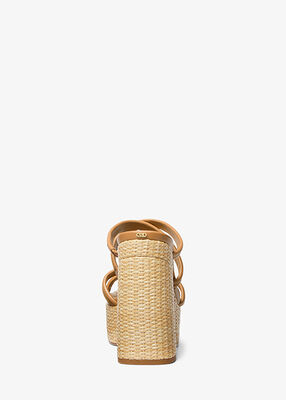 michael kors corrine leather and straw platform sandal