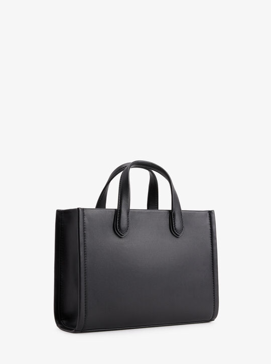 Gigi Small Empire Logo Embossed Leather Messenger Bag