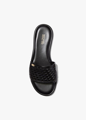 Saylor Hand-Woven Leather Slide Sandal