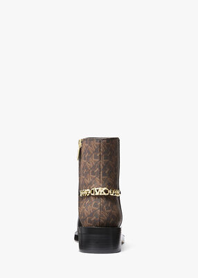 michael kors carlisle leather and empire monogram ankle boot