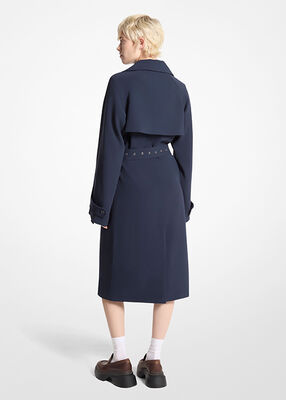 michael kors textured crepe belted trench coat