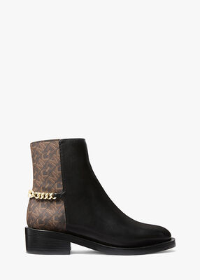 michael kors carlisle leather and empire monogram ankle boot