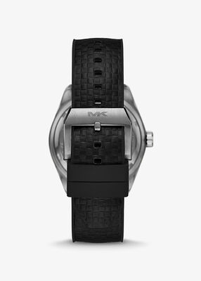 michael kors oversized accelerator 2 0 gunmetal and textured silicone watch