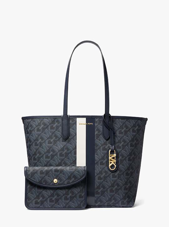 Eliza Large Empire Signature Logo Stripe Tote Bag