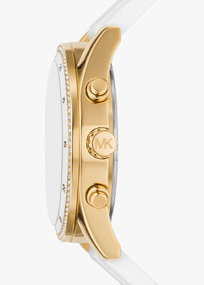 michael kors oversized hadyn pav gold tone watch