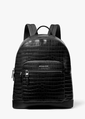 michael kors hudson crocodile embossed leather commuter backpack