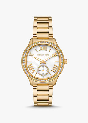 michael kors sage pav gold tone watch