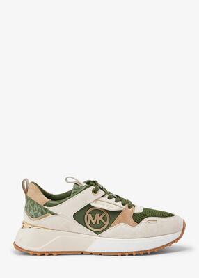 michael kors theo suede and mesh trainer