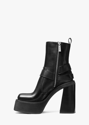 michael kors crosby leather platform moto boot