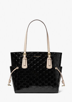 Embossed top handle tote