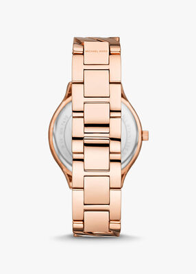 michael kors slim runway rose gold tone curb link watch