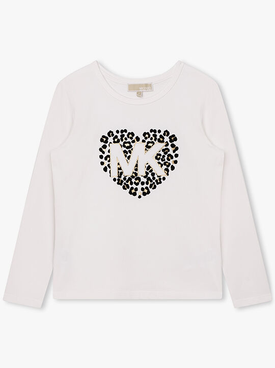 Heart Logo Stretch Cotton Long-Sleeve T-Shirt