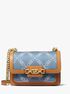 Heather Large Empire Logo Jacquard Denim Shoulder Bag