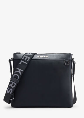 Michael Kors Hudson Checkerboard Logo Pebbled Leather Flight Bag in Black  for Men