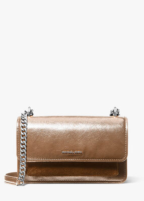 Claire Large Crackled Leather Convertible Shoulder Bag