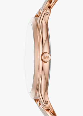 michael kors slim runway rose gold tone curb link watch