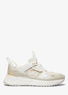 Theo Metallic Canvas and Leather Trainer