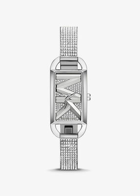 michael kors mini empire pav silver tone bangle watch