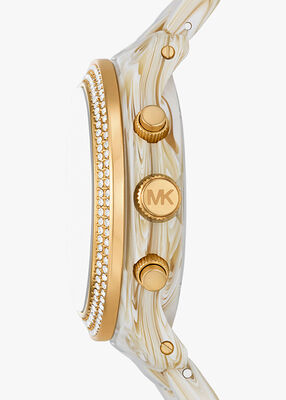 michael kors runway pav gold tone and acetate watch